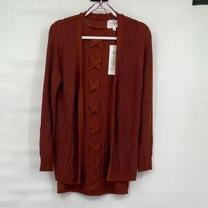 Pinque NWT stitch fix rust red chunky knit cardigan sweater
